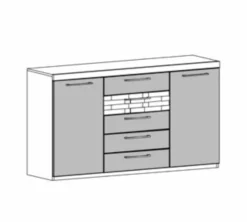 Kommode Minto Balkeneiche Lack Manhattan Grau