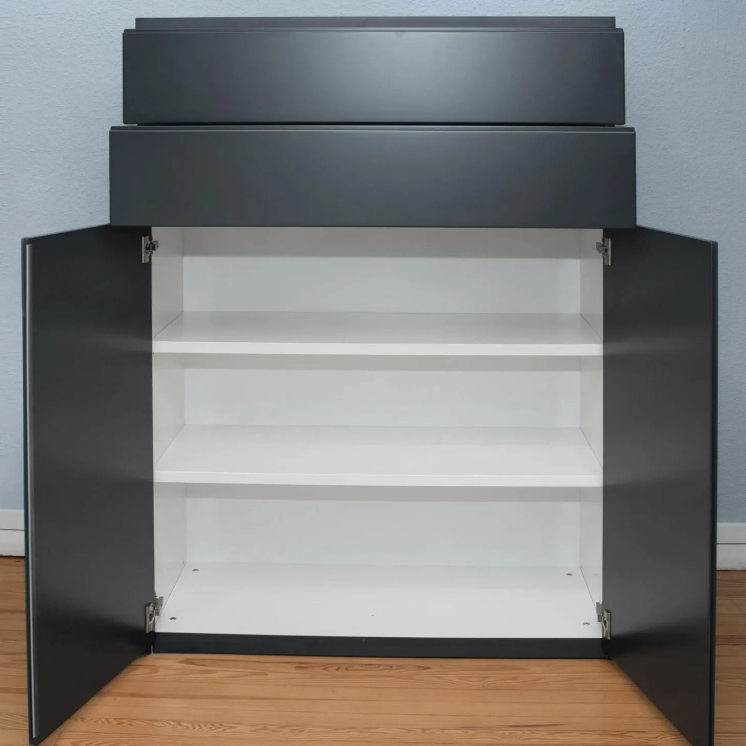 Kommode Optima Lack Anthrazit 25 Durchgehende Griffmulde