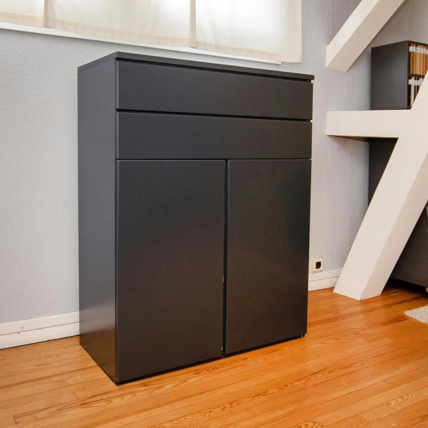 Kommode Optima Lack Anthrazit 25 Durchgehende Griffmulde