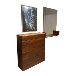 Kommode Schuhschrank Cubus Nussbaum Naturöl Mit Wandspiegel Rahmenlos Mit U Bord Ablage