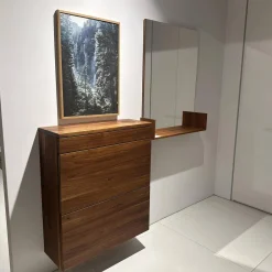 Kommode Schuhschrank Cubus Nussbaum Naturöl Mit Wandspiegel Rahmenlos Mit U Bord Ablage