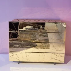 Kommode Scrigno Gold Verspiegeltes Plexiglas