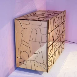 Kommode Scrigno Gold Verspiegeltes Plexiglas