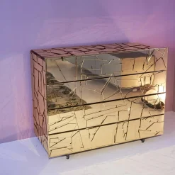 Kommode Scrigno Gold Verspiegeltes Plexiglas