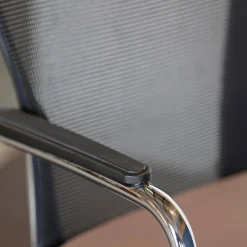 Konferenzsessel Freischwinger Mit Armlehnen Bezug Stoff 31/2000 Silbergrau Verchromt