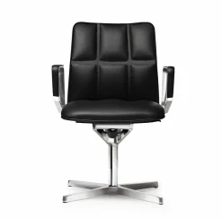 Konferenzstuhl Leadchair 2023 Leder Elen 65 1230 Black Gestell Aluminium Hochglanz Poliert