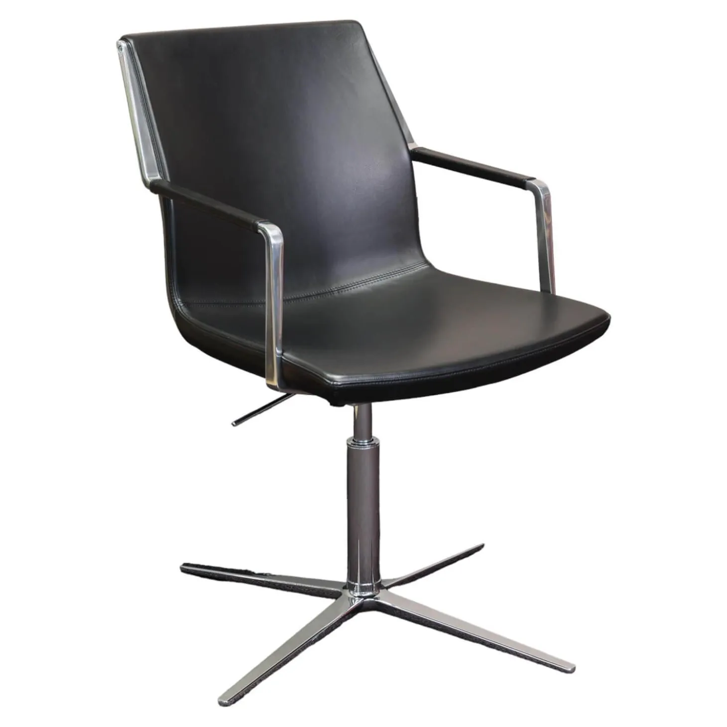 Konferenzstuhl W-Cube 3 Leder Schwarz Gestell Chrom