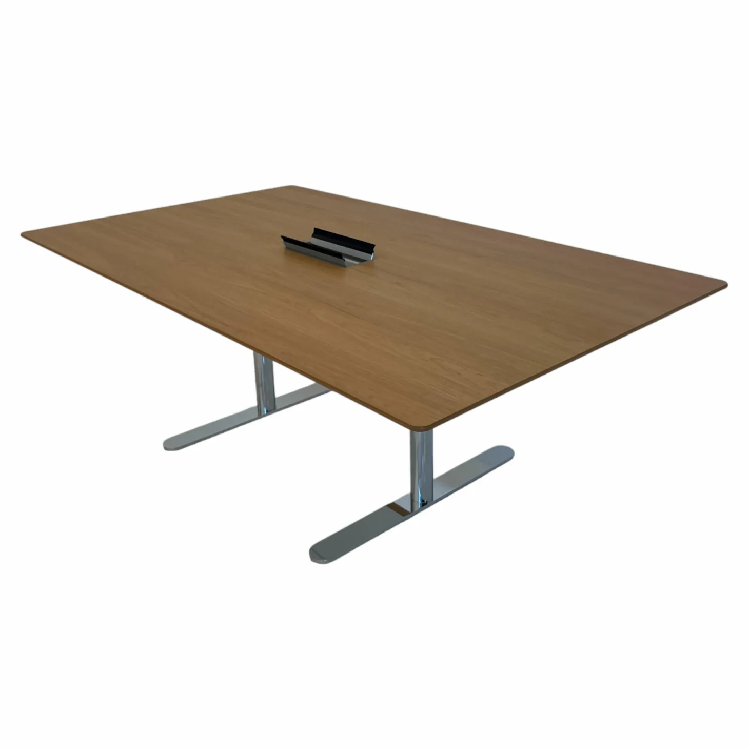Konferenztisch HiLow Conference Eiche Furniert Gestell Alu Verchromt