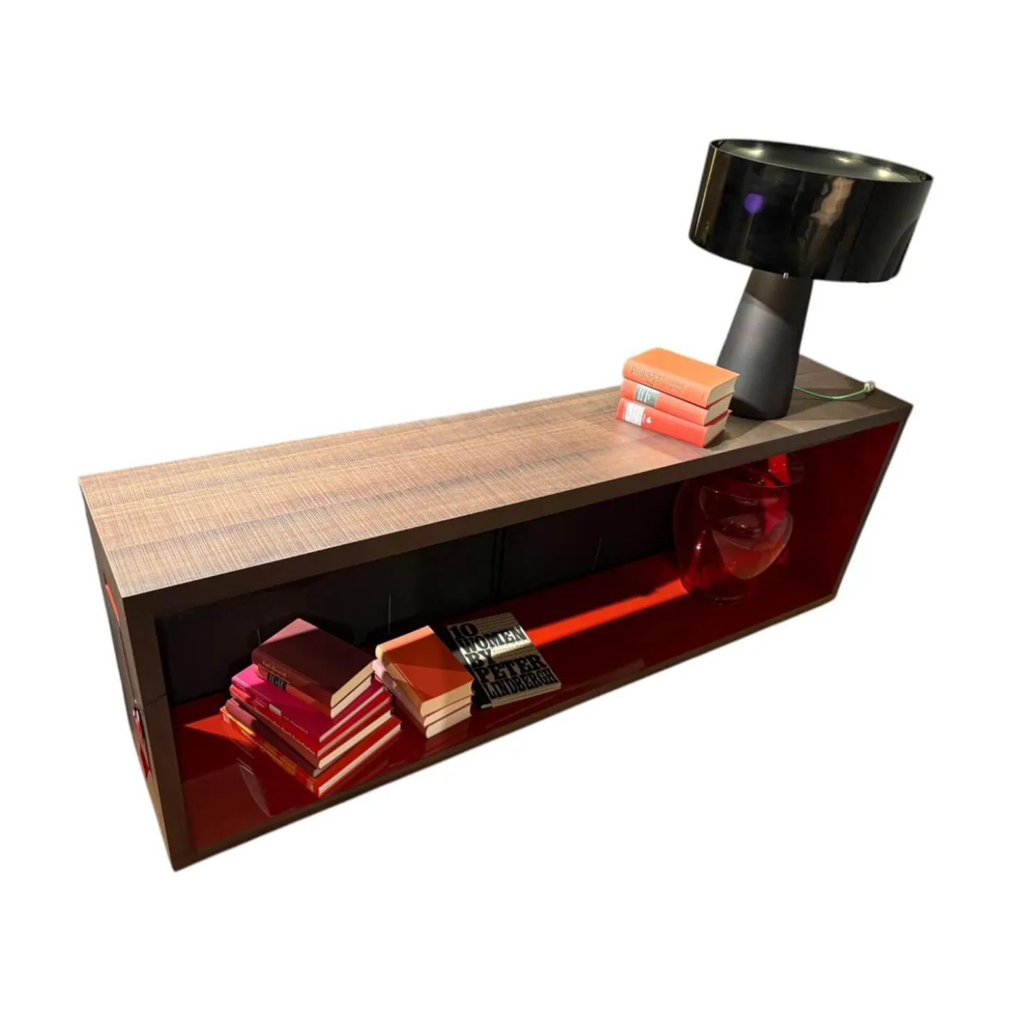 Konsole Frank 12 Furnier Räuchereiche Und Schnitteiche Innen Ziegelrot Rot Glänzend Lackiert