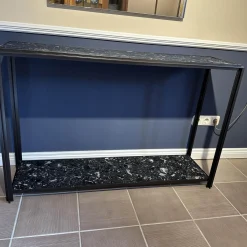 Konsole Hudson Platten Marmor Terrazzo Porto Schwarz Untergestell Bronze Matt