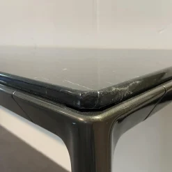 Konsole Mirto Indoor IMT190 6C Platte Marmor Schwarz Marquinia Glänzend Gestell Schwarz Verchromt Lackiert