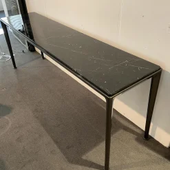 Konsole Mirto Indoor IMT190 6C Platte Marmor Schwarz Marquinia Glänzend Gestell Schwarz Verchromt Lackiert