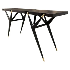 Konsole PA 1947 Esche Schwarz Gefärbt Messingdetail