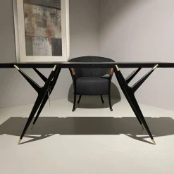 Konsole PA 1947 Esche Schwarz Gefärbt Messingdetail