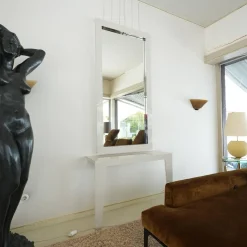 Konsole Tatu Lack Hochglanz Creme mit Spiegel