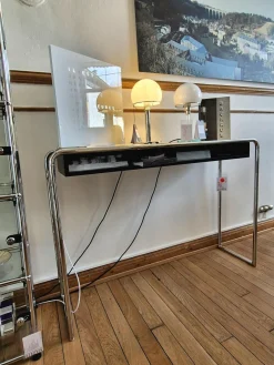 Konsolentisch B 108 Holzkorpus RAL 9005 Lackiert Schwarz Gestell Stahlrohr Verchromt