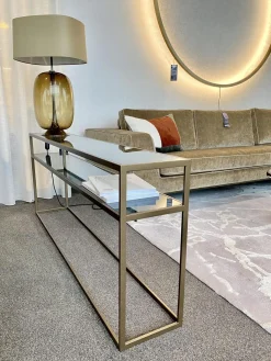 Konsolentisch Cameo Platten Esg Smoked Glas Grau Metallgestell Bronze