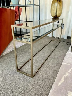 Konsolentisch Cameo Platten Esg Smoked Glas Grau Metallgestell Bronze