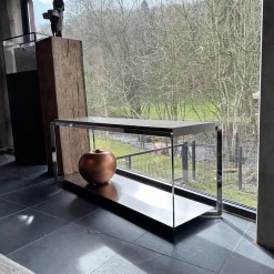 Konsolentisch Portfolio Lack Matt Ton Grau Korpus Chrom