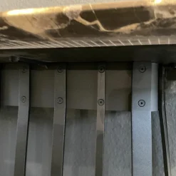 Konsoltisch Basket Platte Stein Emperador Braun Gestell Stahl Tiefschwarz Pulverbeschichtet