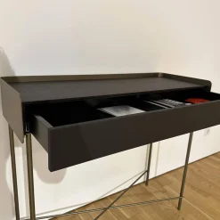 Konsoltisch Béla KT 100 Eiche Wengefarbig Furniert Gestell Edelstahl Pulverbeschichtet Bronce Look