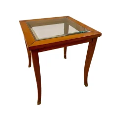 Lampentisch 3183 MM Platte Glas Gestell Französischer Kirschbaum Handgewachst Und Handpoliert