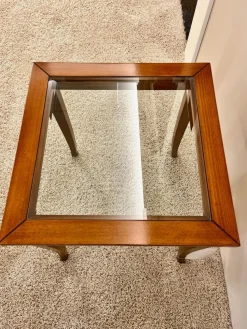 Lampentisch 3183 MM Platte Glas Gestell Französischer Kirschbaum Handgewachst Und Handpoliert