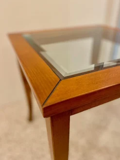 Lampentisch 3183 MM Platte Glas Gestell Französischer Kirschbaum Handgewachst Und Handpoliert