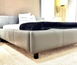 Lederbett KT10 Rindnappaleder Asphalt Anthrazit ohne Lattenrost ohne Matratze