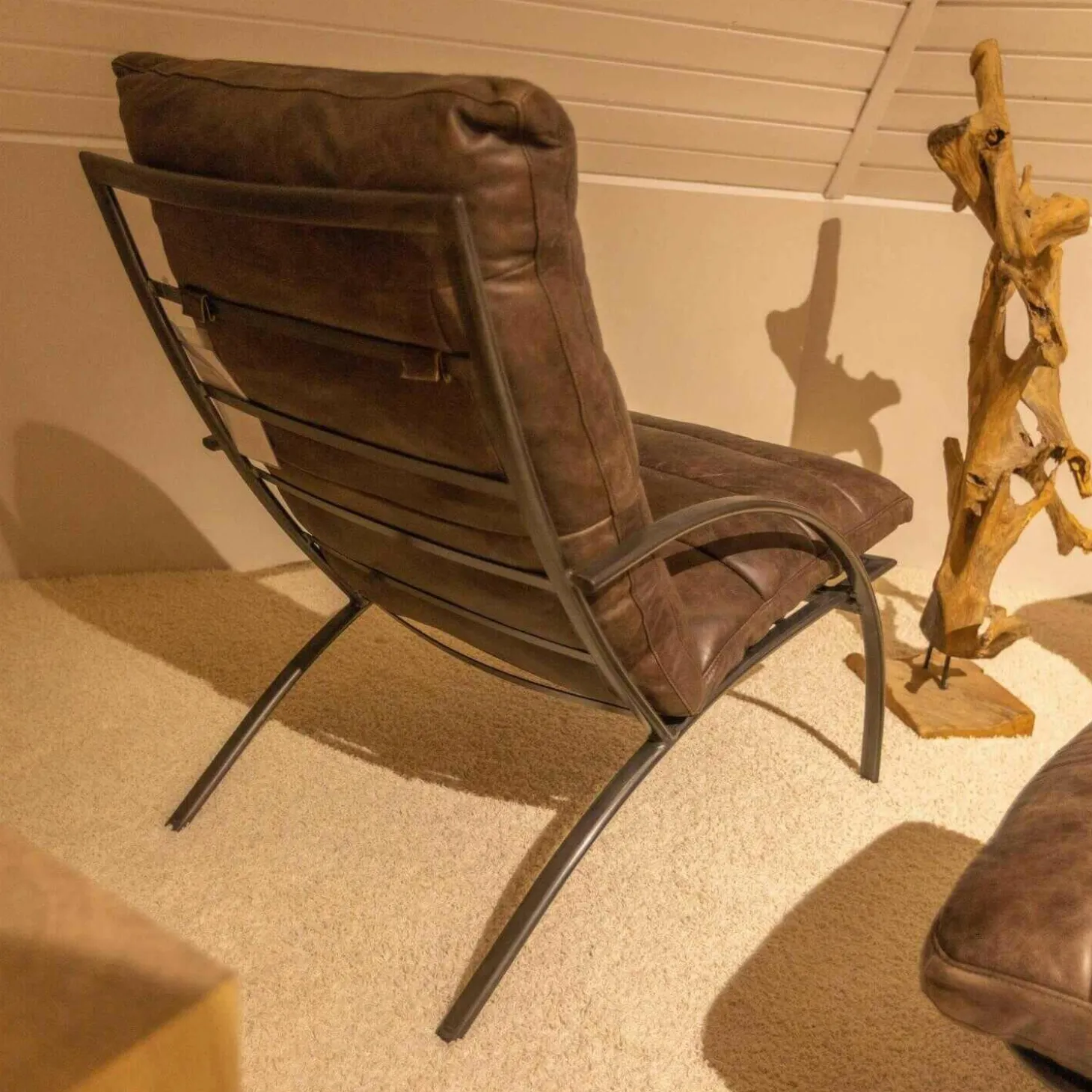 Ledersessel SP120 Leder Frame Gestell Metall Mit Hocker