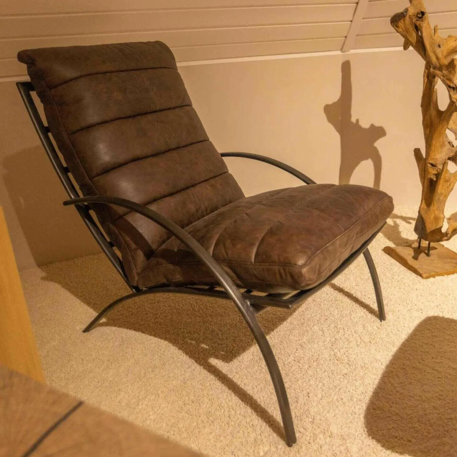 Ledersessel SP120 Leder Frame Gestell Metall Mit Hocker