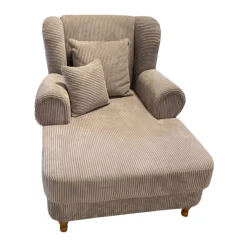 Lesesessel 47003 Stoff Cord 16005 28 Silber Fuß Buche Natur Gedreht Inklusive Kissen