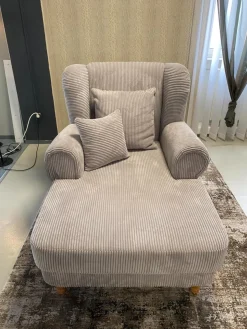 Lesesessel 47003 Stoff Cord 16005 28 Silber Fuß Buche Natur Gedreht Inklusive Kissen