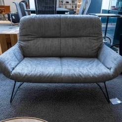 Leya Sofa Innen Stoff Dedar Shimmer Souris Außen Leder Sahara