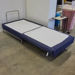 Liege Chaislounge Hocker Bed For Living Stoff Messenger Blau Füße Edelstahl Mit Schlaffunktion