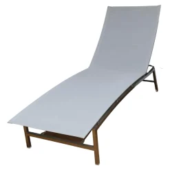 Liege Ocean Club Bezug Gewebe Batyline Weiß Gestell Edelstahl Poliert Verstellbar