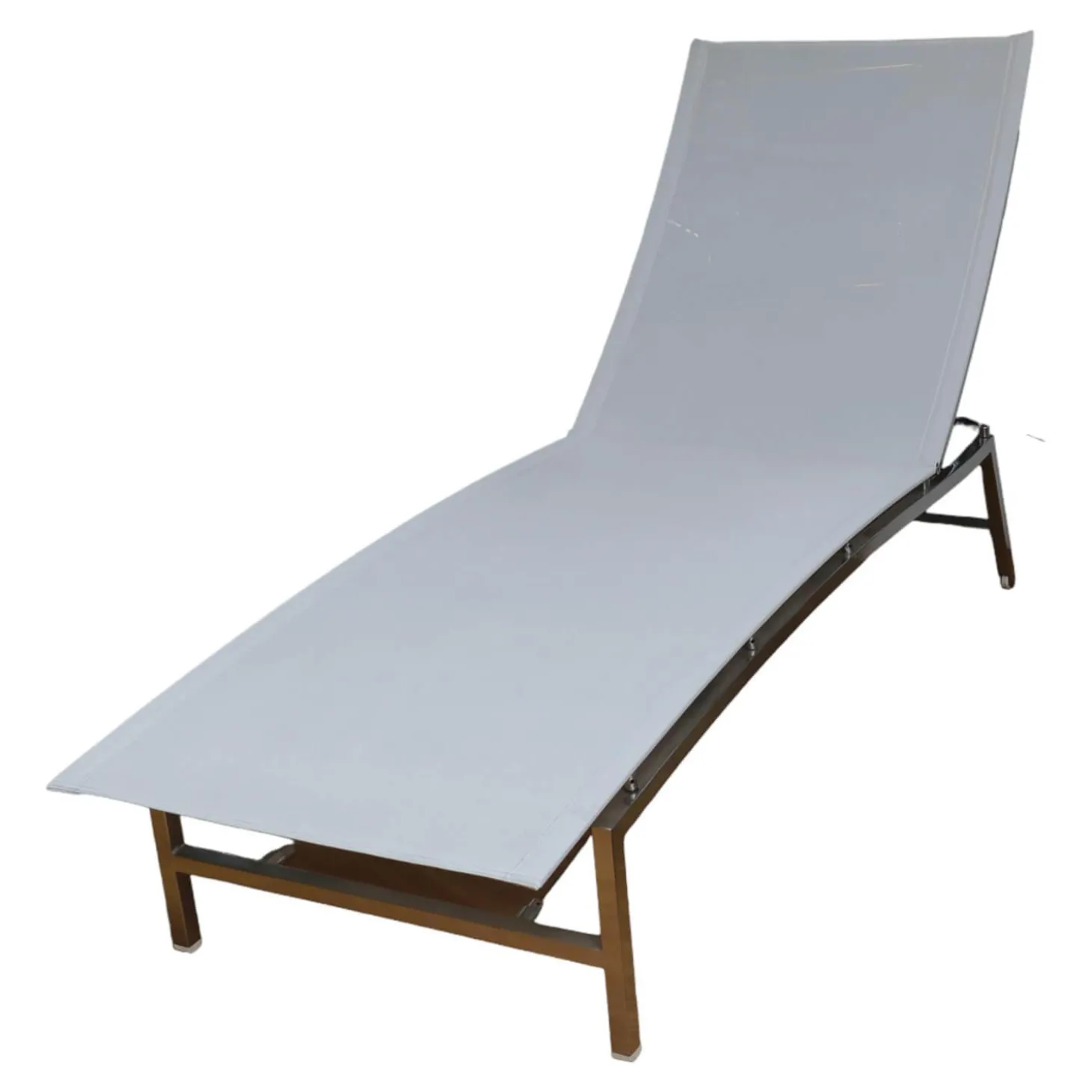 Liege Ocean Club Bezug Gewebe Batyline Weiß Gestell Edelstahl Poliert Verstellbar