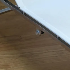 Liege Ocean Club Bezug Gewebe Batyline Weiß Gestell Edelstahl Poliert Verstellbar