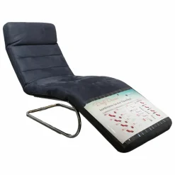 Liege Wang 3 Textilbezug Dunkelblau Freischwingergestell Metall Mit Verstellbarer Liegefläche