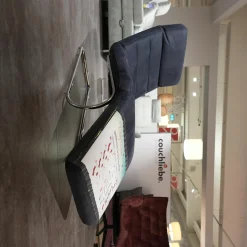 Liege Wang 3 Textilbezug Dunkelblau Freischwingergestell Metall Mit Verstellbarer Liegefläche