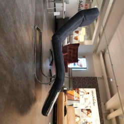 Liege Wang 3 Textilbezug Dunkelblau Freischwingergestell Metall Mit Verstellbarer Liegefläche