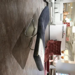 Liege Wang 3 Textilbezug Dunkelblau Freischwingergestell Metall Mit Verstellbarer Liegefläche