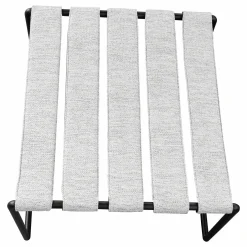 Liegestuhl Strappy Textile Natural Silver Dot Silber Gestell Edelstahl Anthrazit Beschichtet Inklusive Hocker