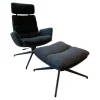 Lounge Sessel Arva Stoff Ascot Schwarz 2407 Sternfuß Struktur Schwarz Mit Wippmechanismus Inklusive Hocker