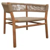 Lounge Sessel Kilt Holz Teak Geflecht Sand Beige