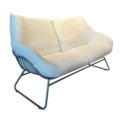 Lounge Sofa XL Chill Stoff Diamond Calcutta White Grey Weiß Grau Gestell Aluminium Anthracite Anthrazit