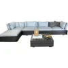 Loungegruppe Boxx Polster Stoff Bombay Deluxe Pastel Blue Blau Gestell Aluminium Anthrazit Inklusive Tisch