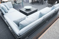 Loungegruppe Boxx Polster Stoff Bombay Deluxe Pastel Blue Blau Gestell Aluminium Anthrazit Inklusive Tisch