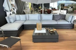 Loungegruppe Boxx Polster Stoff Bombay Deluxe Pastel Blue Blau Gestell Aluminium Anthrazit Inklusive Tisch