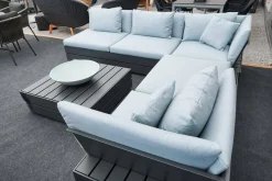 Loungegruppe Boxx Polster Stoff Bombay Deluxe Pastel Blue Blau Gestell Aluminium Anthrazit Inklusive Tisch